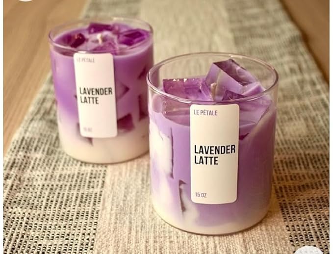 Lavender Ice Latte Candle Jar, Scented Candle, Perfect for Home & Aesthetic Candle for Gifting | 200g Soy Wax Candles (Lavender)