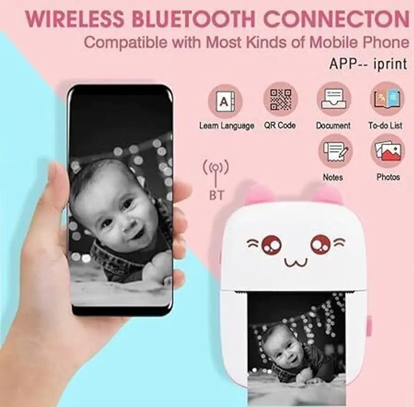 Mini Bluetooth Thermal Printer and 5 thermal paper roll {combo}