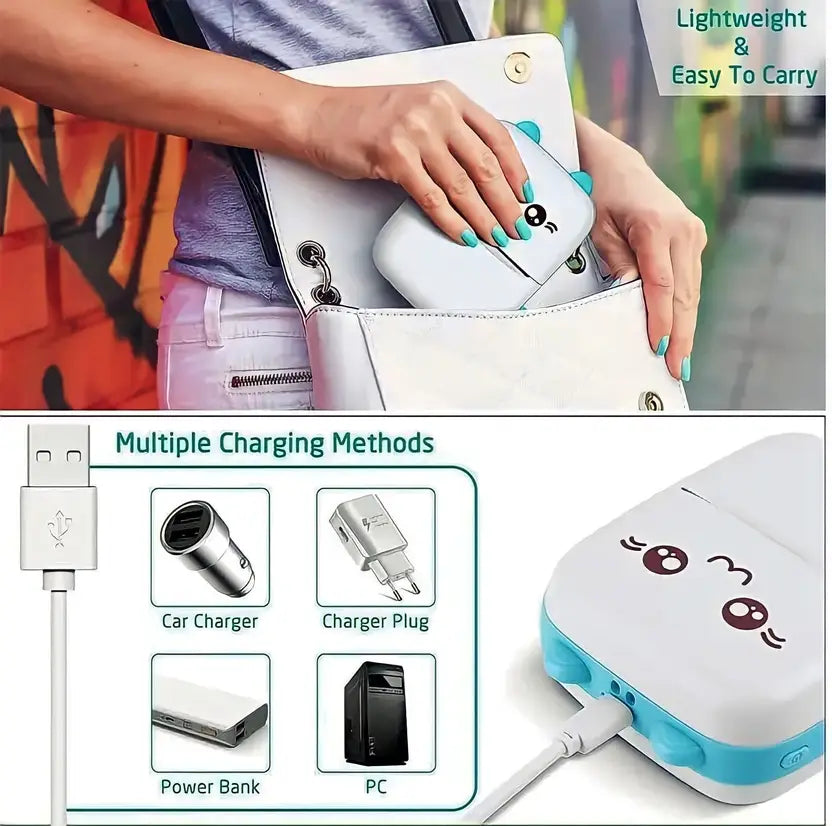 Mini Bluetooth Thermal Printer and 5 thermal paper roll {combo}